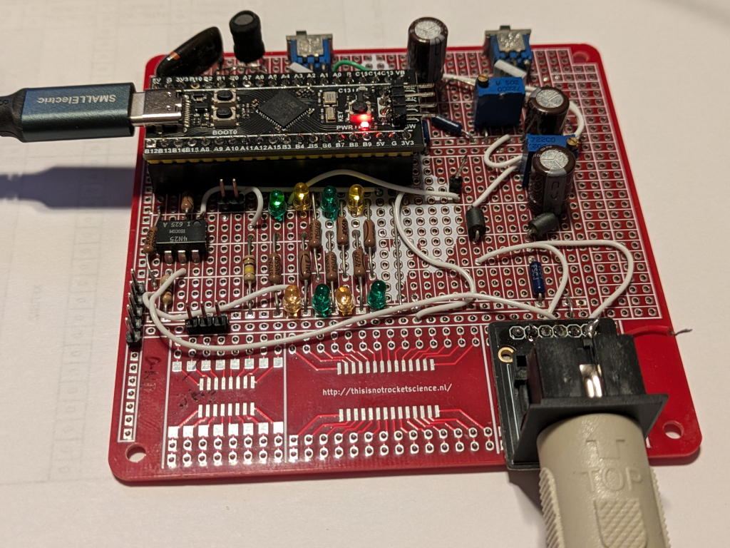 Working prototype, 10 cm board, oblique view